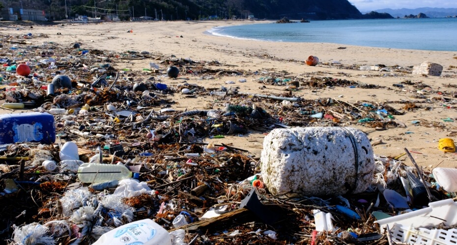 ゴミだらけの海岸